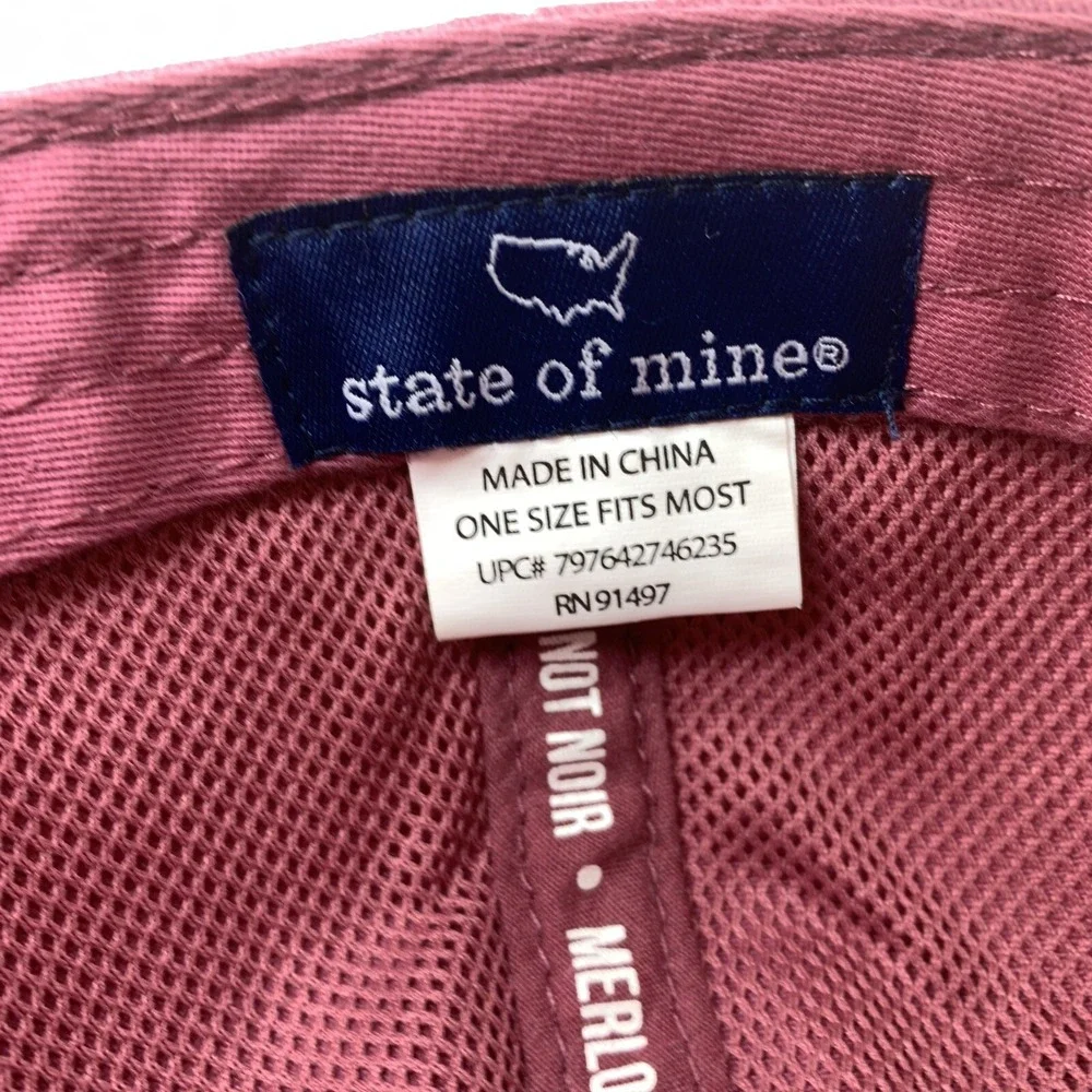 But First, Wine Hat State Of Mine Red Adjustable Strapback OSFM Baseball Cap